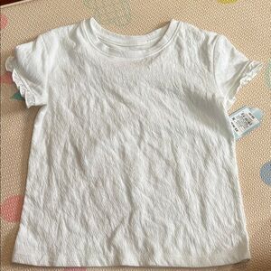 Cat & Jack White Tee with Ruffle Sleeves 4/5 New